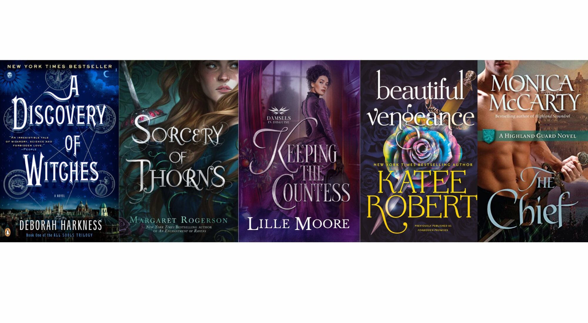 graphic with five book covers