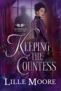 Keeping the Countess cover with a woman in a purple dress and a mysterious silhouette in the background